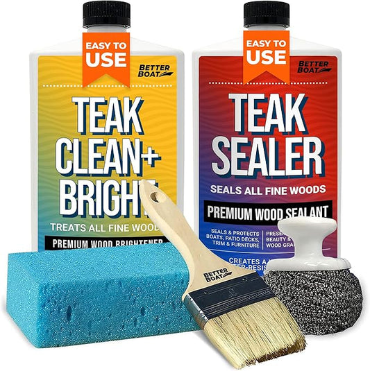 Better Boat Teak Cleaner and Brightener for Wood, Teak Oil or Sealer for Boats, Indoor Furniture, Shower Stools, and Outdoor Wood Furniture Restorer for Stains