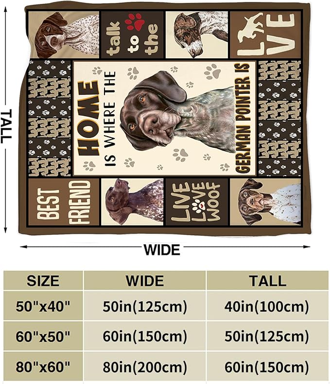 German Shorthaired Pointer Gifts & Decor: Cute Dog Throw Blanket - Soft, Warm, Cozy Fleece for Couch, Sofa, Bed - 50"x40"