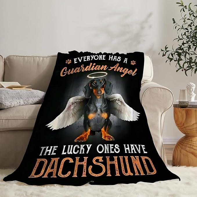 Dachshund Gifts & Decor: Cute Dog Throw Blanket - Soft, Warm, Cozy Fleece for Couch, Sofa, Bed - 50"x40"