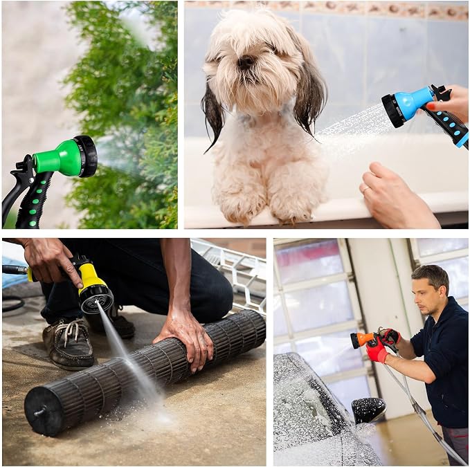 Tanlade 10 Pcs Adjustable Hose Nozzle Garden Hose Nozzle Sprayer Bulk High Pressure Hose Sprayer Water Hose Heavy Duty with 8 Adjustable Watering Patterns for Car Wash Watering Plants Showering Pets