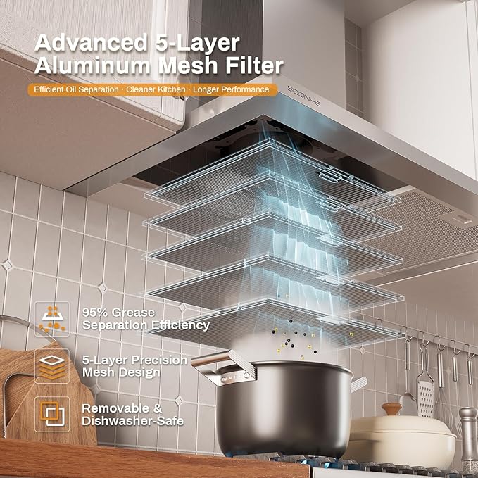 30 Inch Wall Mount Range Hood Stainless Steel Ducted/Ductless Convertible Kitchen Exhaust Hood with 450 CFM Motor, 3 Speed Fan, LED Lighting and Dishwasher Safe Filters