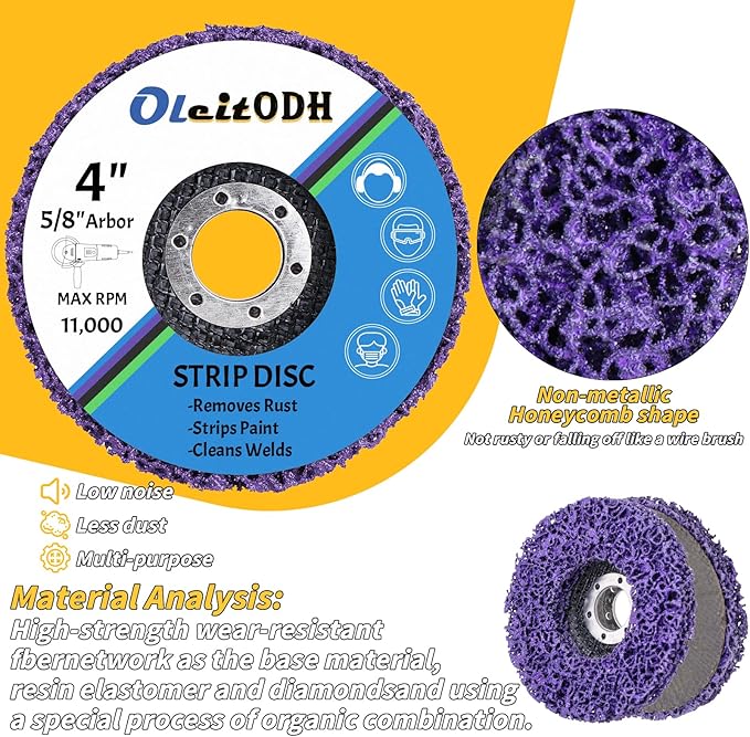 20 Pcs 4" x 5/8" Strip Discs Bulk, Paint Stripping and Rust Removal Wheels for Angle Grinders, Abrasive Grinding Discs for Metal, Wood, and Fiberglass, Purple