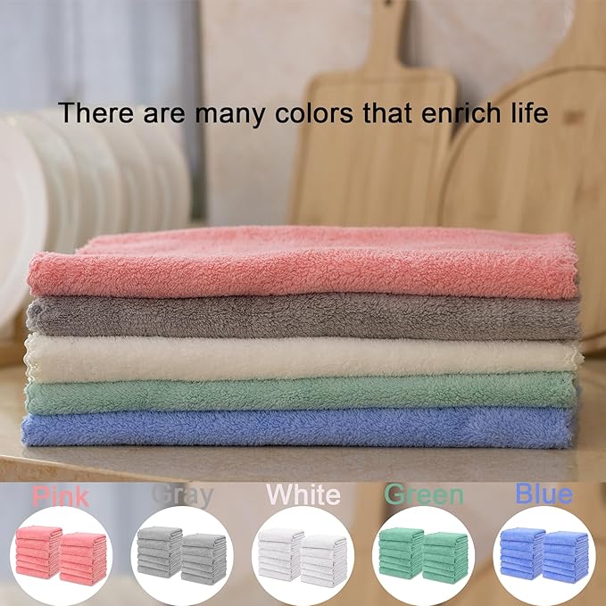 kimteny Kitchen Cloth Dish Towels, 13x28 Inches Premium Dishcloths, Super Absorbent Coral Velvet Microfiber Cleaning Cloths, Fast Drying Rags for Washing Dishes (13x28-6 Pack, Blue)