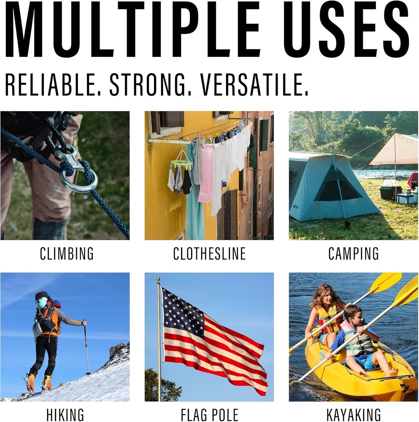 Diamond Braided Polypropylene Rope Nylon Rope Mix Thick Heavy Duty Ropes 3/8'' 50ft High Strength Perfect for Clothesrope Camping Hiking and Other Outdoor Activities Black