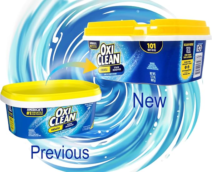 OxiClean Versatile Stain Remover, Over 101 Uses, Chlorine-Free, For All Machines, 1.77 lb (Pack of 2)