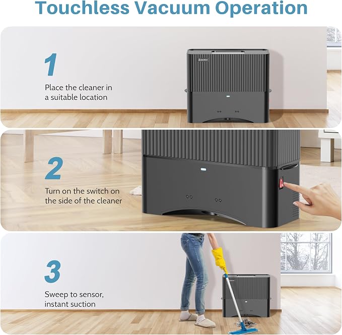 Keenhot Touchless Vacuum Automatic Dustpan - 20Kpa Suction Ultra Fast & Powerful Hair Vacuum for Sweeping Salons Pet Hair Food Dirt Home Kitchen, Compact Space-Saving Electric Canister Vacuum Cleaner