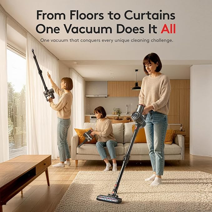 RONEAIR Cordless Vacuum Cleaners for Home,40Kpa 45Mins Vacuum Cleaner Cleans Under Furniture Without Bending,Self-Standing,Powerful Stick Vacuum Cordless for Pet Hair,Hard Floors,Carpets,Car