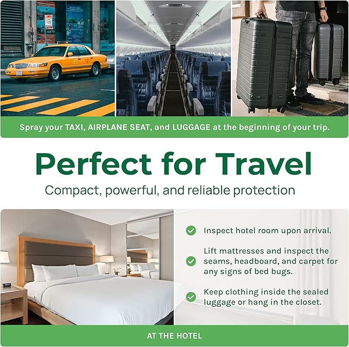 Hygea Natural Extra Strength Bed Bug Killer & Mite Travel Spray,TSA Approved Size, Child & Pet-Friendly, Stain & Odor Free, for Hotel, Suitcase, Backpack, Shoes, 66% Stronger Natural Formula(3oz)