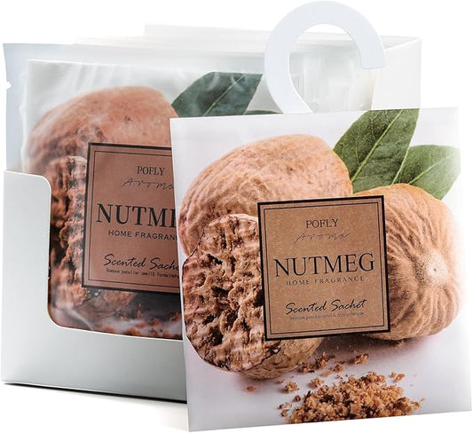 12 Pack Nutmeg Scented Sachets, Long-Lasting Fresh Scent, Air Freshener for Closet & Drawers, Hanging Deodorizer for Home