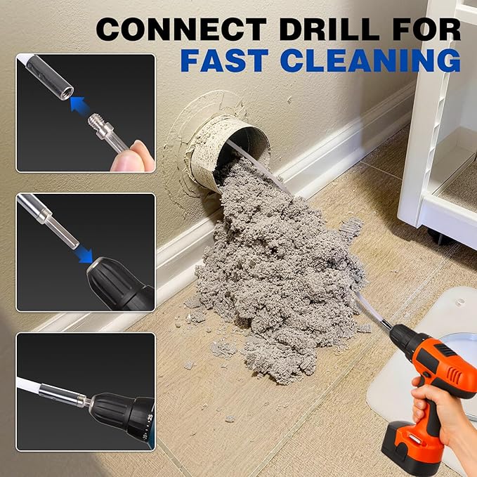 REDCAMP 20 Feet Chimney Sweep Kit, Dryer Vent Cleaner Kit with 15 Flexible Rods, 4/6 in Brush Heads for Easy Cleaning, Chimney Cleaning Kit for Efficient Fireplace Sewage Pipe Maintenance