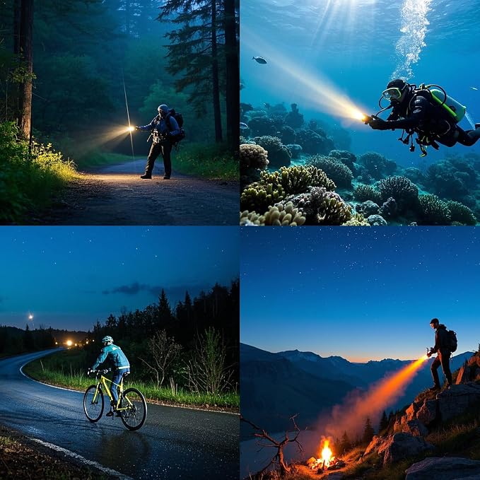 DQ-300 Scuba Diving Light, 4000 Lumens Super Bright Underwater Flashlight with 4 Degrees Narrow Beam, IP68 Waterproof Night Dive Torch 150 Meters Submersible Light (Rose red)