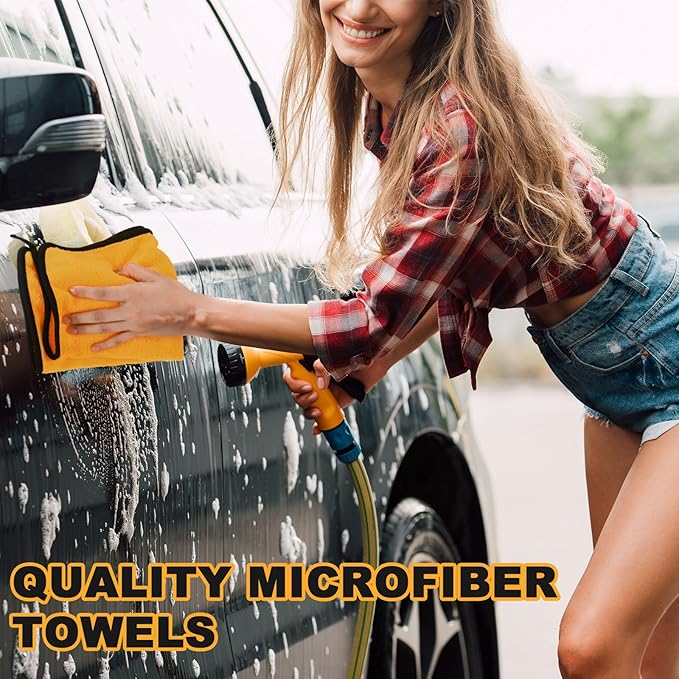 Tallew 80 Pcs Microfiber Towels:16"x16" Microfiber Drying Towels Bulk Micro Fiber Car Cleaning Cloth for Cars Drying Washing Polishing Office Windows Cleaning Household Supplies (Yellow)