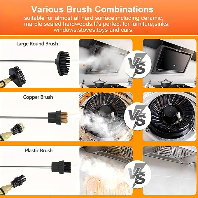 Steam Cleaner, 2500W High Pressure Handheld Steam Cleaner for Home, Portable Steamer for Cleaning, High Heat Steamer for Car, Upholstery, Kitchen, Bathroom
