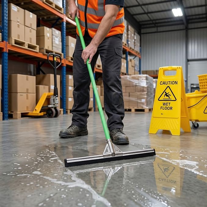 Restaurantware-SQUEEGEE ONLY: Clean Tek Professional 21.75 Inch Floor Squeegee, 1 Broom With Double Rubber Blade - Handle Sold Separately, Heavy-Duty, Steel Wiper For Concrete Floor