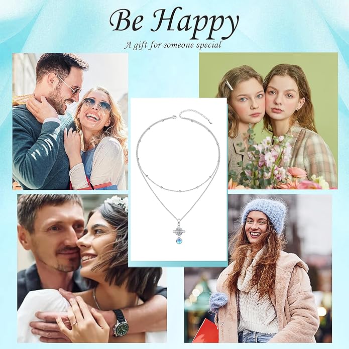 FLYOW 925 Sterling Silver Good Luck Irish Jewelry Celtic Knot Pendant Necklace for Women Birthday Graduation Gift