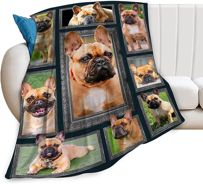 French Bulldog Gifts & Decor: Cute Dog Throw Blanket - Soft, Warm, Cozy Fleece for Couch, Sofa, Bed - 80"x60"