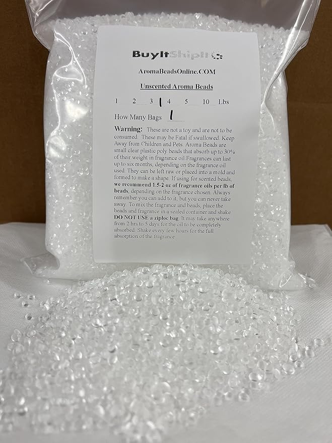 1 Lb Unscented Aroma Beads for Car Freshies | Car Air Freshener | Unscented Freshie Beads | DIY Homemade Natural Freshener | Bulk Freshie Supplies | High Fragrance Absorption and Hold