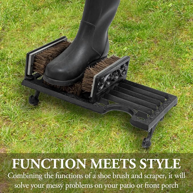 MyGift Boot Brush Scraper Outdoor, Boot Cleaner Scrubber & Boot Jack Remover for Cowboy Boots