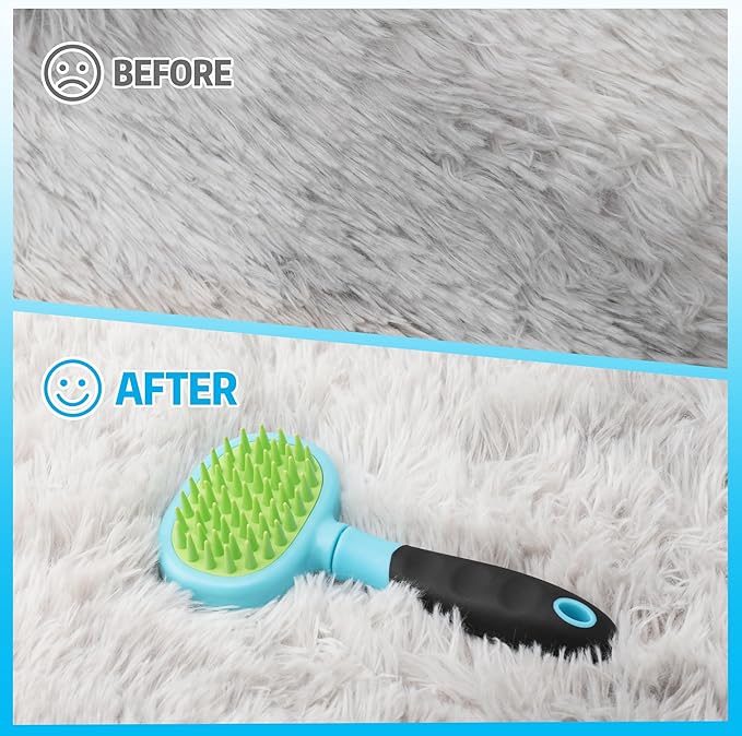 Silicone Hand Held Carpet Rake, Making Carpets Fluffy Again, Clean Hair, Let Carpet Restore Softnes(Silicone, Blue)
