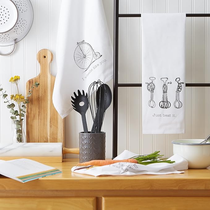 DII Decorative Printed Kitchen Towels Absorbent & Fast-Drying Tea Towel Set, 18x28, Vintage Print, 3 Piece