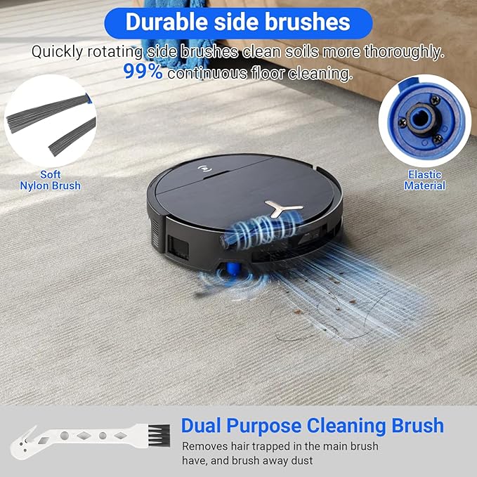 Pure Realm 23 PCS X9 Pro Omni Replacement Parts for Ecovacs Deebot X9 Pro Omni Vacuum Cleaner Parts with 1Roller Brush,2 Mop,4 HEAP,4 Dust Bags,4 Side Brushes,1 Screwdrivers,1 Clean Brush