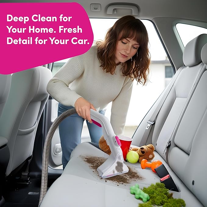 WECLEAN C4 Pink Carpet Cleaner Machine, Portable 800W 18KPa Deep Cleaner with Stand-Up Handle and Wide Squeegee for Pet Stains on Carpets, Rugs, Upholstery and Car Interiors, 3L Clean/1.5L Dirty Tank