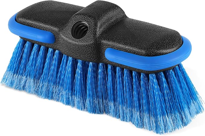 Car Wash Brush Head with Soft Bristle 8'', Car Cleaning Brush with Protective Bumper for Cleaning Auto Cars Trucks RV Boat Deck