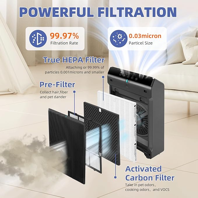 5510 5520 HEPA Air Purifier Filter Q Replacement for Winix 5510 5520 Plasmawave Air Purifier H13 True HEPA Carbon Filter,# 1712-0123-00,2 Set