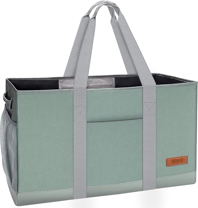 WONDAY Extra Large Utility Tote Bag - Standing Reusable Grocery Bag with Handle, Collapsible Storage for Shopping, Beach