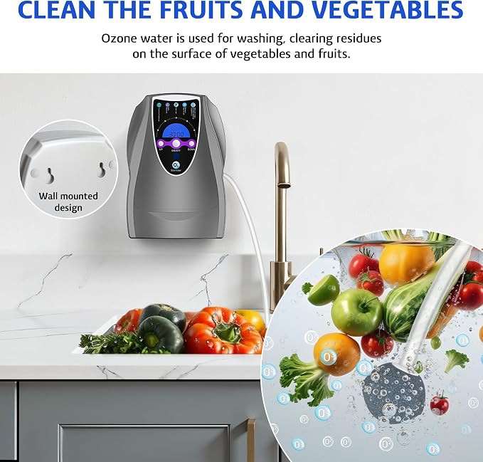 VTAR Ozone Machine, 1000mg/h Multipurpose Ozone Machine Purify Air, Water, Fruits, Vegetables, Toothbrushes, Aquarium Fruit Cleaner Device in Water - Dark Gray