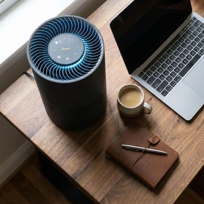 Crane True HEPA Tower Air Purifier for Home, Air Quality Indicator, 500 Sq Ft