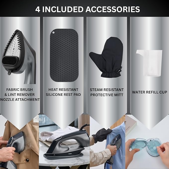 True & Tidy DuoPress XL 2-in-1 Clothes Steamer & Iron, 1600W Powerful Turbo Steam, Large Ceramic Plate, Smart Temperature Control, 3 Steam Modes, Portable Handheld Wrinkle Remover for All Fabrics