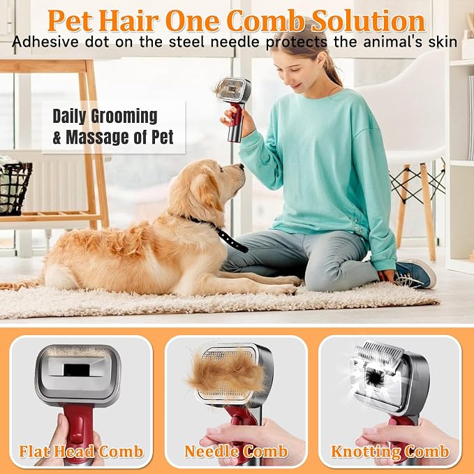 Pet Dog Grooming Attachment Kit for Dyson V15, V11, V10, V8, 5 Pack | 3-in-1 Deshedding Brush Attachment, Effective Grooming & Cleaning – Hair Grooming Tools for Dog and Cat