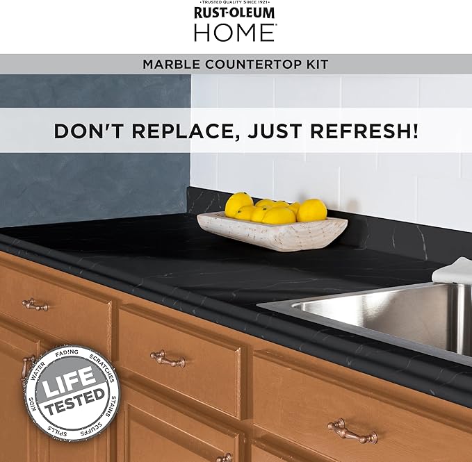 Rust-Oleum 369548 Home Marble Countertop Coating Kit, 72 fl oz, Black