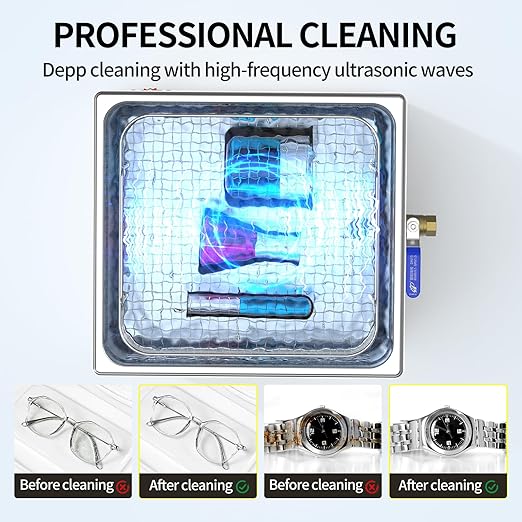Granbo Ultrasonic Machine 15L 360W Jewelry Cleaner Ultrasonic Machine 40kHz with Heater Timer and Degassing,110V Digital Ultrasonic Jewelry Cleaner for Jewelry Glass Eyeglass Dental Parts Cleaning