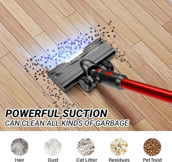 BSNAW Cordless Vacuum Cleaner, 8-in-1 Lightweight Stick Vacuum 45Min Runtime, Anti-Tangle Vacuum with Rechargeable Battery for Hardwood Floors, Carpet, Pet Hair, Under Furniture Cleaning, N501
