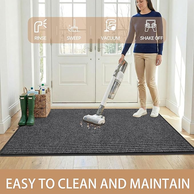 100pointONE Durable Indoor Outdoor Door Mats for Entryway, Heavy Duty Front Door Mat, 48” x 24” Low Profile Welcome Mats for Entry, Stain and Fade Resistant Indoor Outdoor Entrance Mat