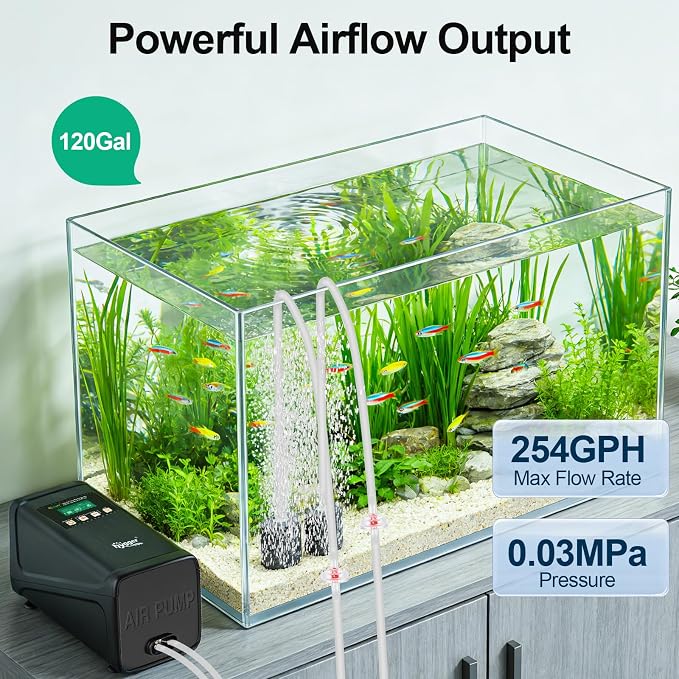 hygger Battery Backup Aquarium Air Pump, Rechargeable Dual-Outlet Fish Tank Oxygen Pump, Quiet Portable Aerator for Outdoor Aquarium (up to 120 Gal) & Fishing, Emergency Power Outage