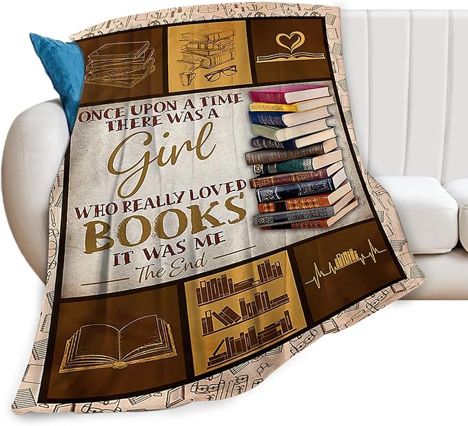 jerkboo Books Reading Blanket Throws Reading Gifts Reading Throw Blanket for Girls Kids Adults Soft Warm Cozy Fleece Blanket for Couch Sofa Bed 80""x60""
