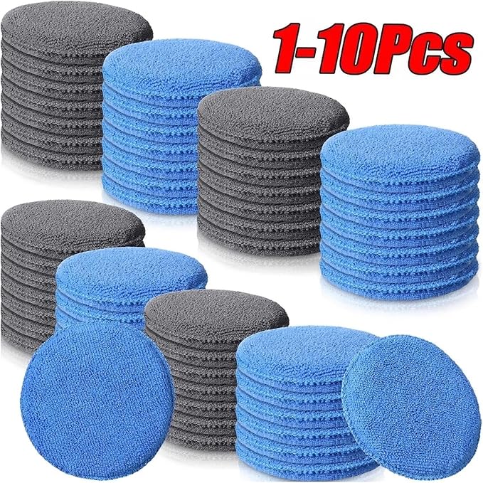 10 Pcs Microfiber Wax Applicator Mitts - Soft Polishing Sponge Pads for Surface Detailing and Cleaning(Grey 1Pcs)