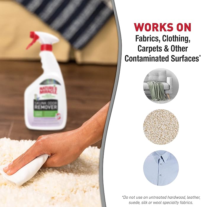 Nature’s Miracle Skunk Odor Remover with Lavender Scent, 32 Fluid Ounces, Removes Skunk Odors On Fabrics, Clothing, Carpets And Other Surfaces