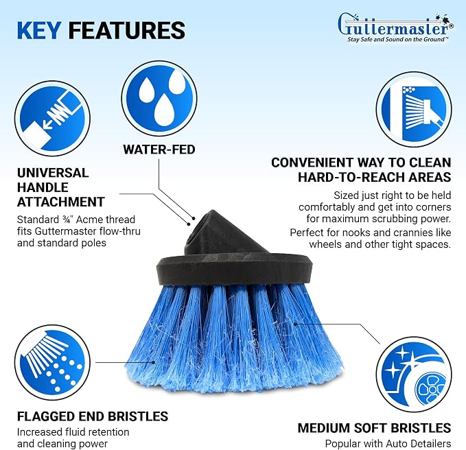 Guttermaster GM-315 Blue 4.5 Inch Diameter Round Medium Soft Flow Through Brush
