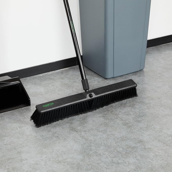 Restaurantware-BROOM HEAD ONLY: Clean Tek Professional 23.62-Inch Push Broom Head, 1 Heavy-Duty Cleaning Tool - Handle Sold Separately, Fine Flagged Bristles, Black Plastic, Outdoor Use