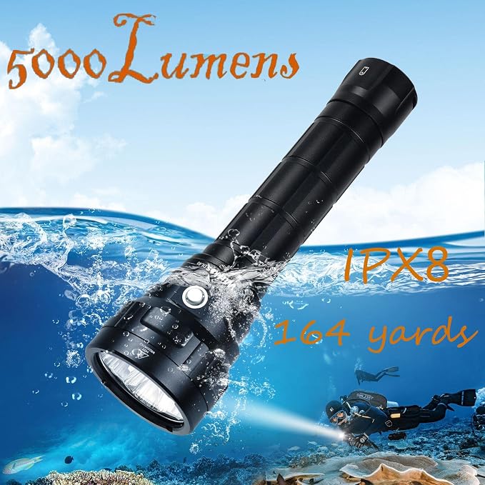 Wurkkos DL40 5000Lumen Dive Lights Scuba Diving, 90 High CRI, 4 Modes, Powerful IPX8 Underwater Flashlight, Super Bright Diving Flashlight for Cave Snorkeling