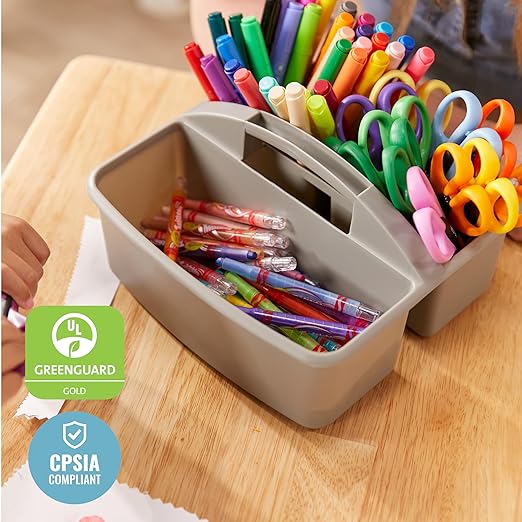 ECR4Kids 3-Compartment Small Plastic Caddy, Multipurpose Organization, Contemporary, 6-Pack