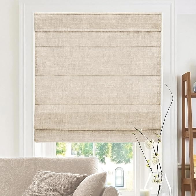 Chicology Cordless Roman Window Shade, Belgian Flax, 30" W x 72" H | Cordless Child-Safe, Room Darkening UV, Inside/Outside Mount, True-to-Size No Cut, Rich Textured Fabric, Spot-Clean Care Only