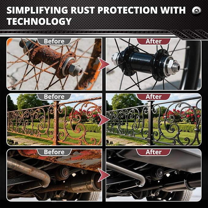 DWIL Rust Converter for Metal, 2 in 1 Rust Converter Paint and Primer, Converts Rust to Long-Lasting Protective Coating, Anti Rust and Rust Prevention Paint, No Sanding or Primer Needed, Black, 64 oz