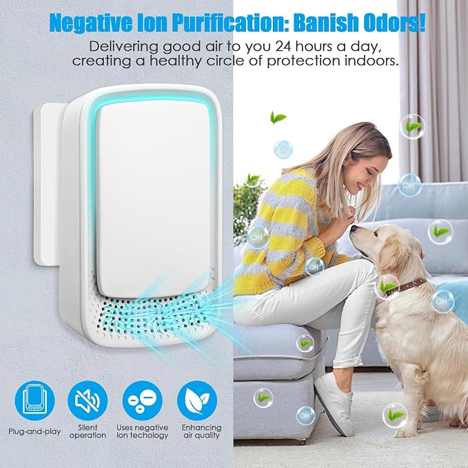 8 Pack Plug In Air Ionizers, Quiet Operation Air Freshener for Home, Office, Bedroom, Kitchen, Garage Room, Portable Air Purifiers, Pets Smell - Air Cleaner (White)