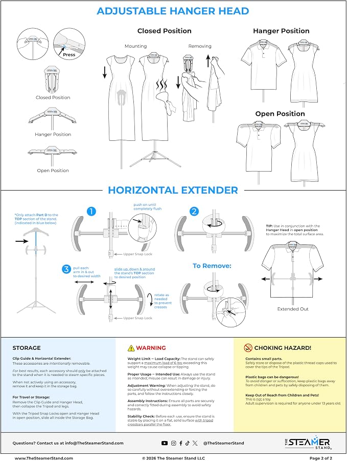 Deluxe | Adjustable Standing Garment Steaming Rack with Hanger | Fast, Foldable, Portable Clothes Steam Ironing Solution for Travel & Home