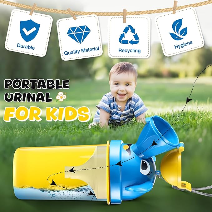 Saillong 4 Pack Portable Urinal for Kids, 17 OZ Travel Potty Urinal for Boys with 4 Clean Brush, Leak Proof Portable Pee Bottle, Boy Emergency Toilet for Kids Outdoor Car Travel Camping Potty Training